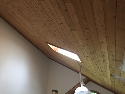 Chesapeake Property Finishes Before - Stained Wood Ceiling